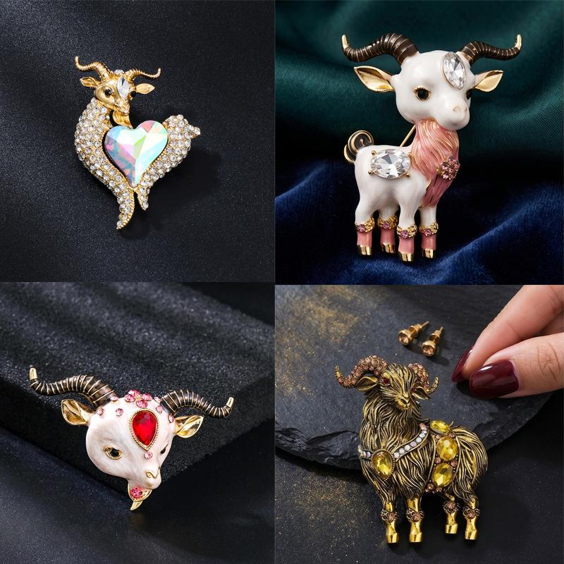 Unique Women'S Formal Wear - Unique Rhinestone Goat Brooch Scratch-resistant Alloy
