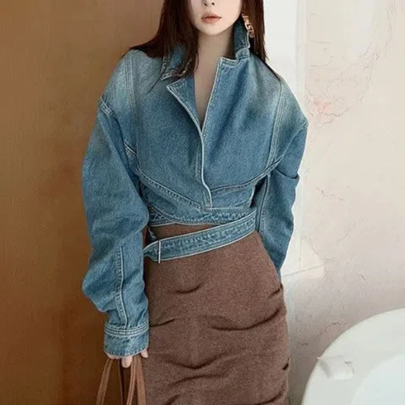 Unique Women'S Formal Wear - Blue Washed Retro Denim Jacket for