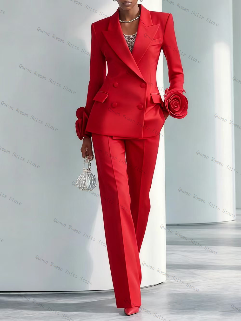 Women'S Formal Wear For A Wedding - Luxury Red Women Suit Set 2