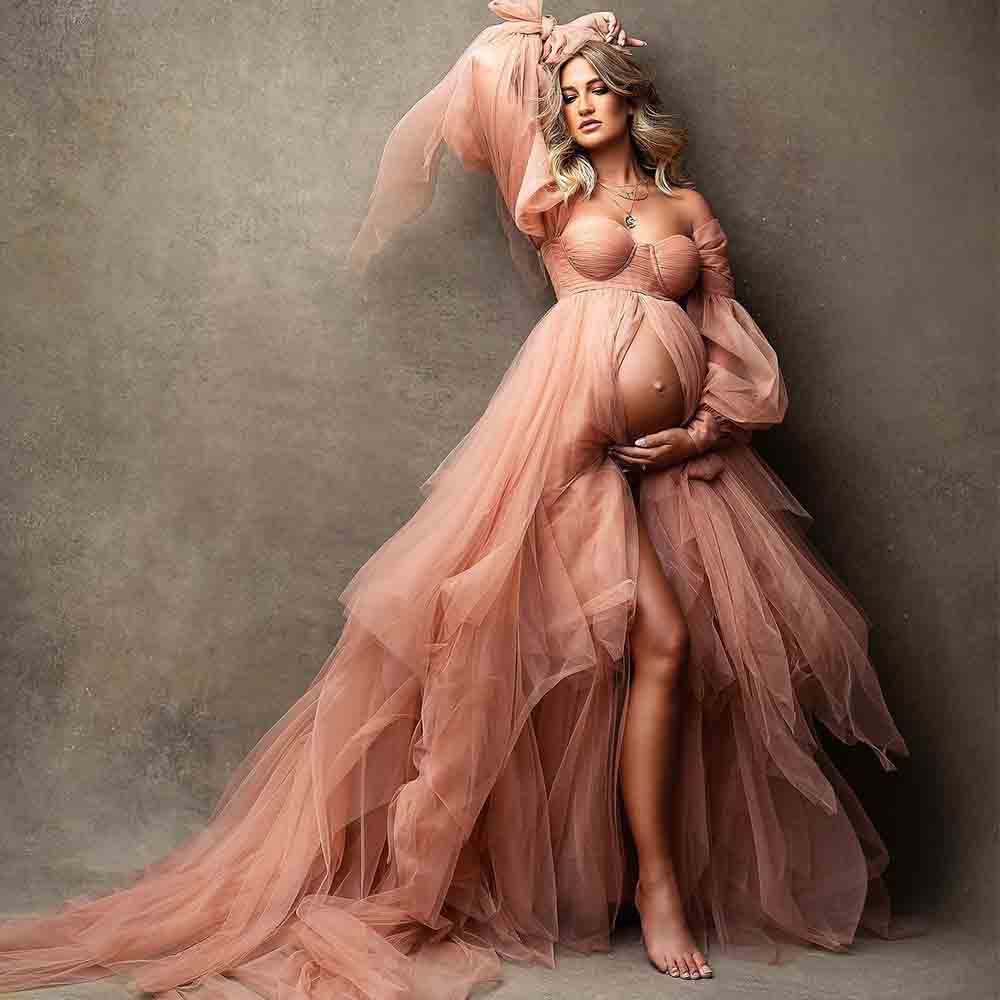 Women Formal Wear Photoshoot - Fluffy Sweetheart Evening Dresses Sexy Maternity