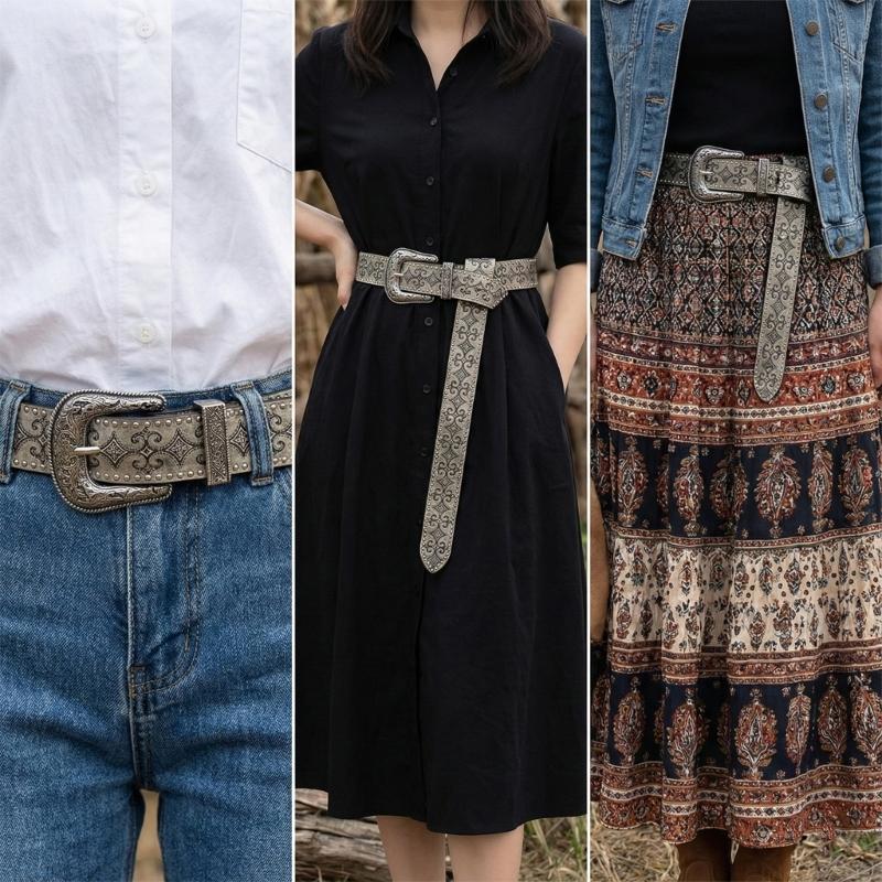 31BF Retro Western Pattern Riv - Women Formal Wear Western ulasan dan harga