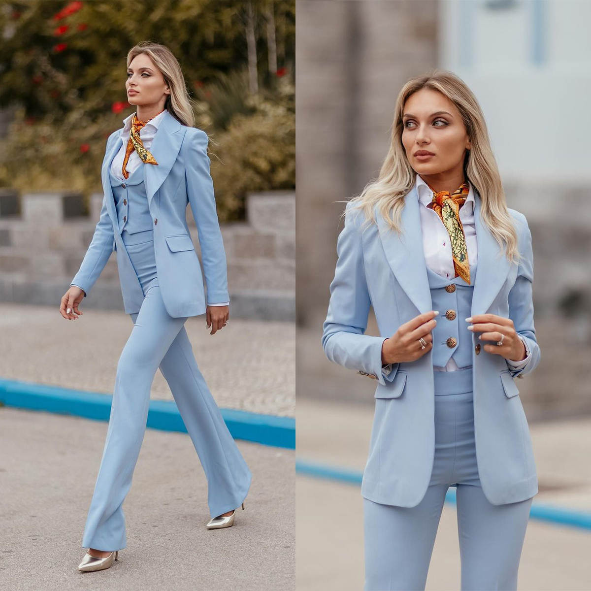 Women Formal Suits Sky Blue Pe - Women Formal Wear Tailor ulasan dan harga