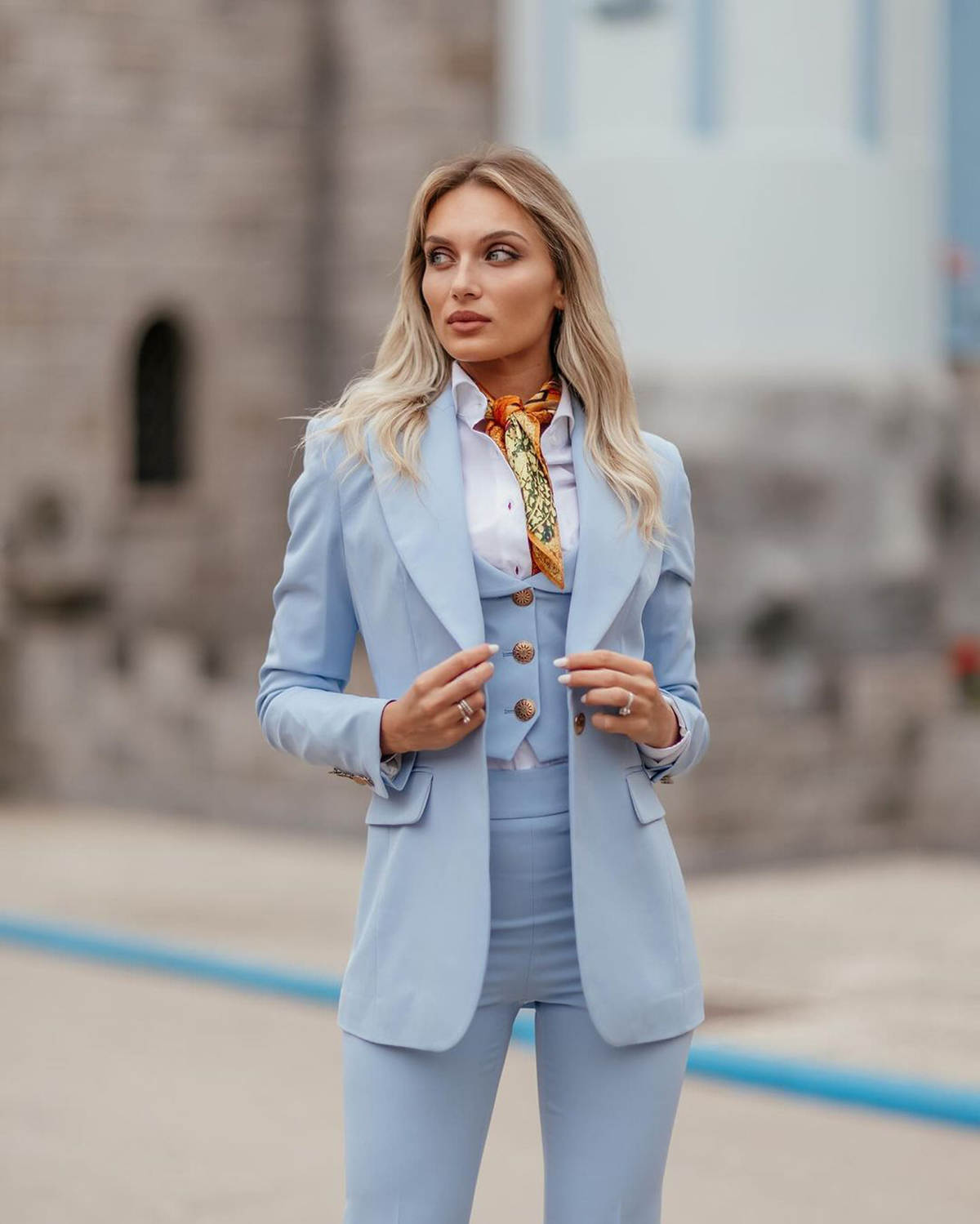 Women Formal Suits Sky Blue Pe - Women Formal Wear Tailor ulasan dan harga