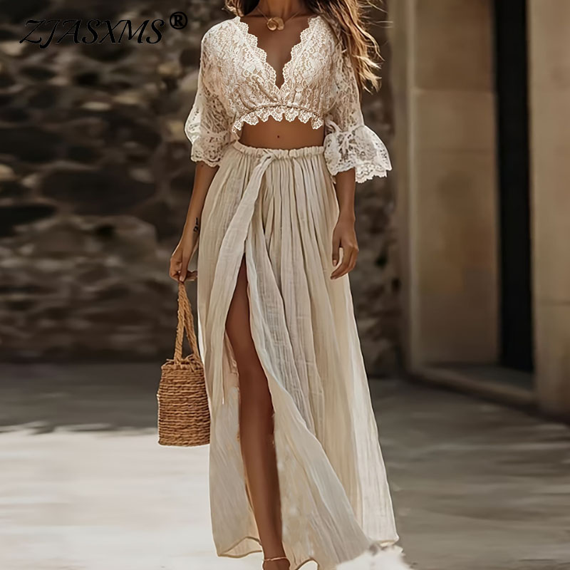 Womens Bohemian Lace Two Piece - Woman Formal Wear ulasan dan harga