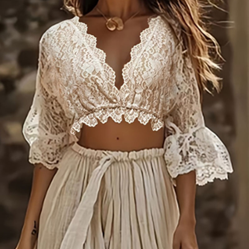 Womens Bohemian Lace Two Piece - Woman Formal Wear ulasan dan harga