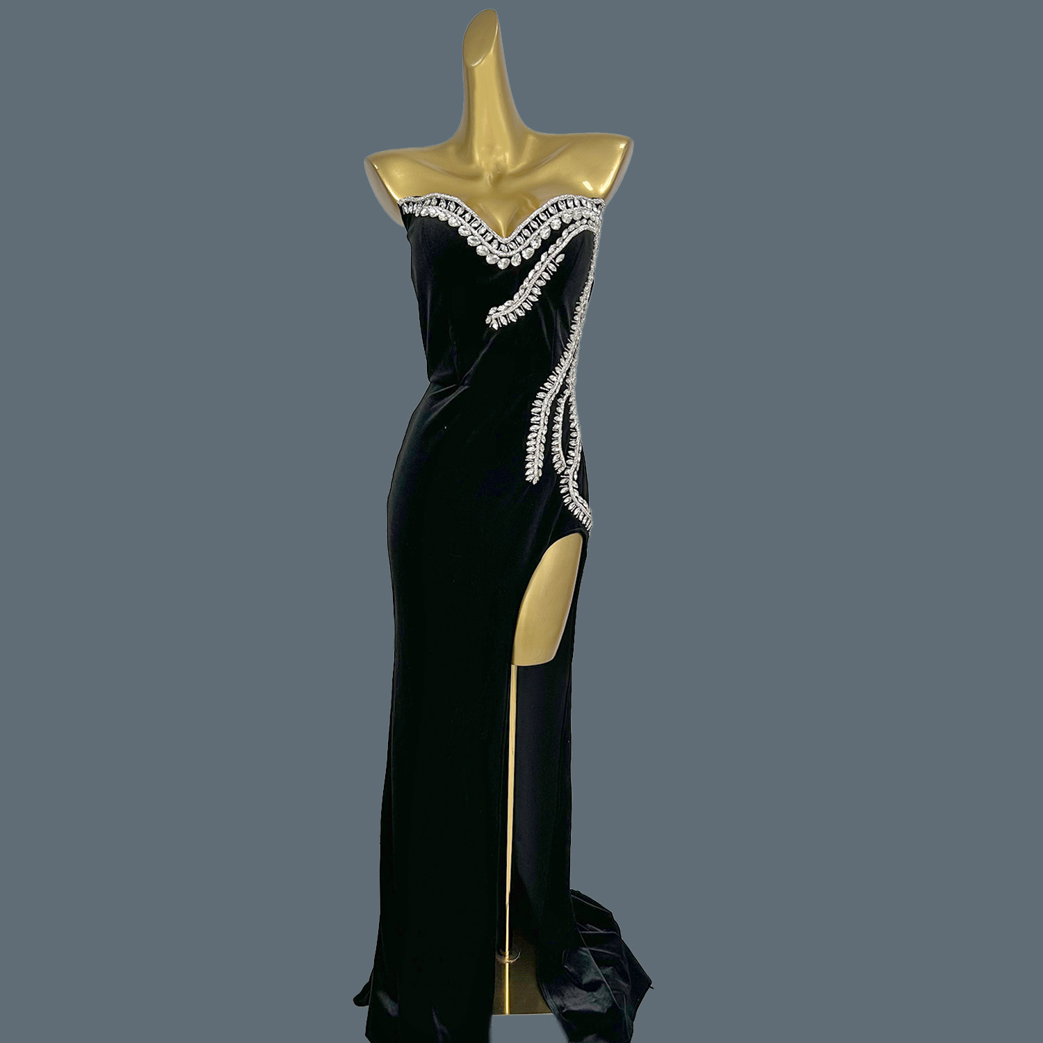 Black Velvet Floor-length Dres - Women Formal Wear Photoshoot ulasan dan harga