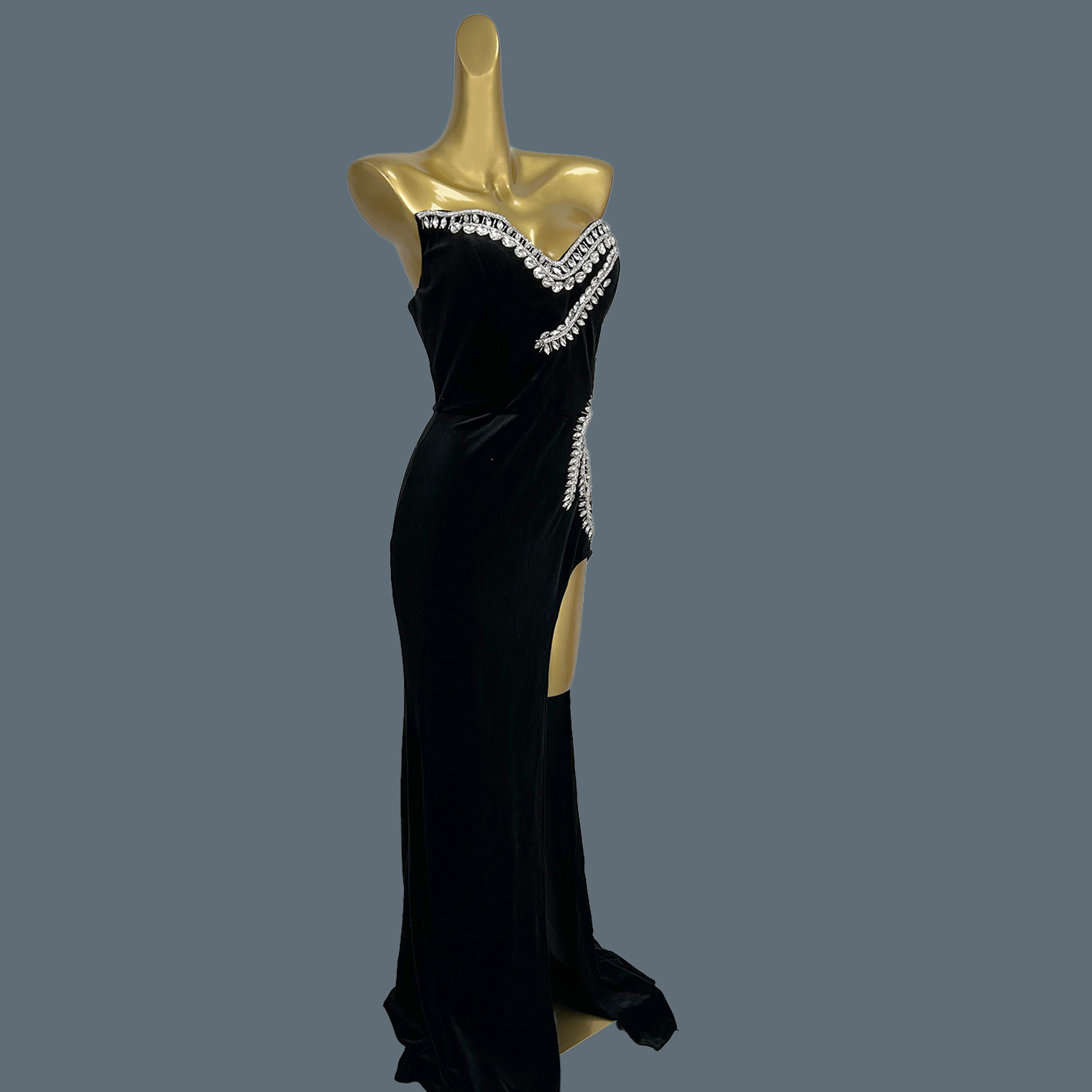 Black Velvet Floor-length Dres - Women Formal Wear Photoshoot ulasan dan harga