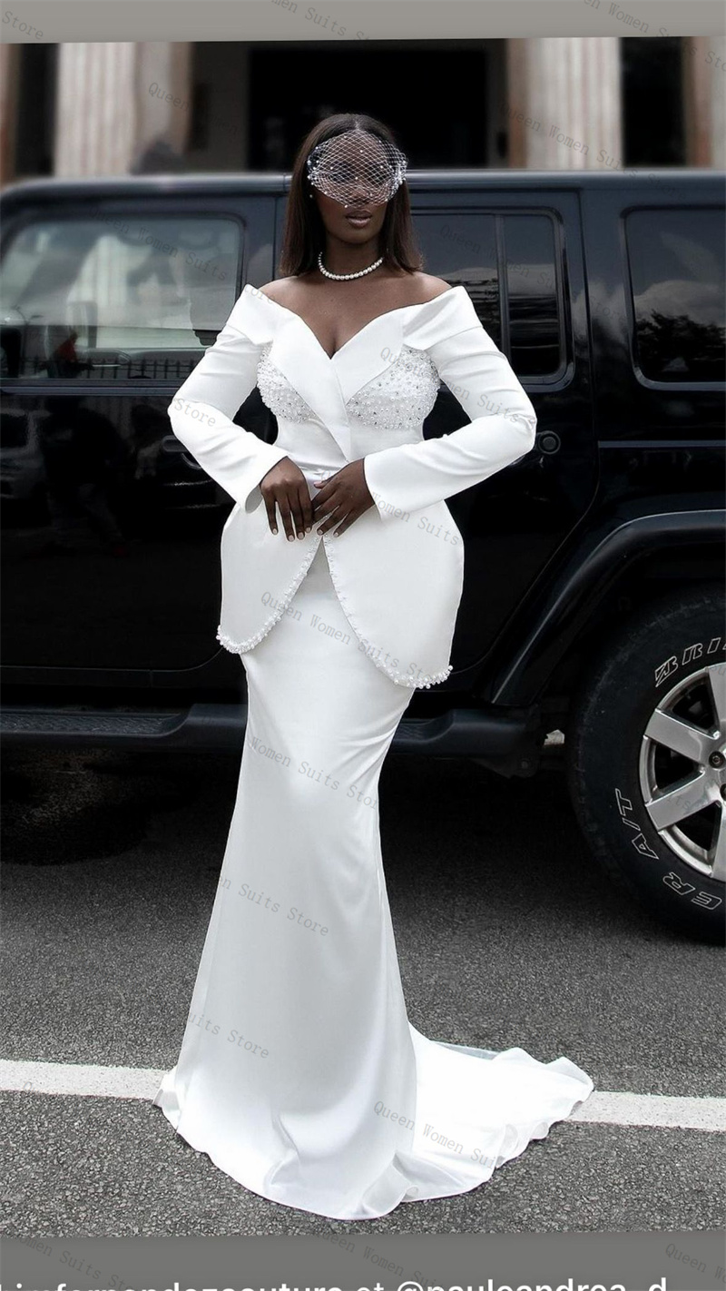 White Pearls Women Suit Skirt  - Women Formal Wear With Skirt ulasan dan harga
