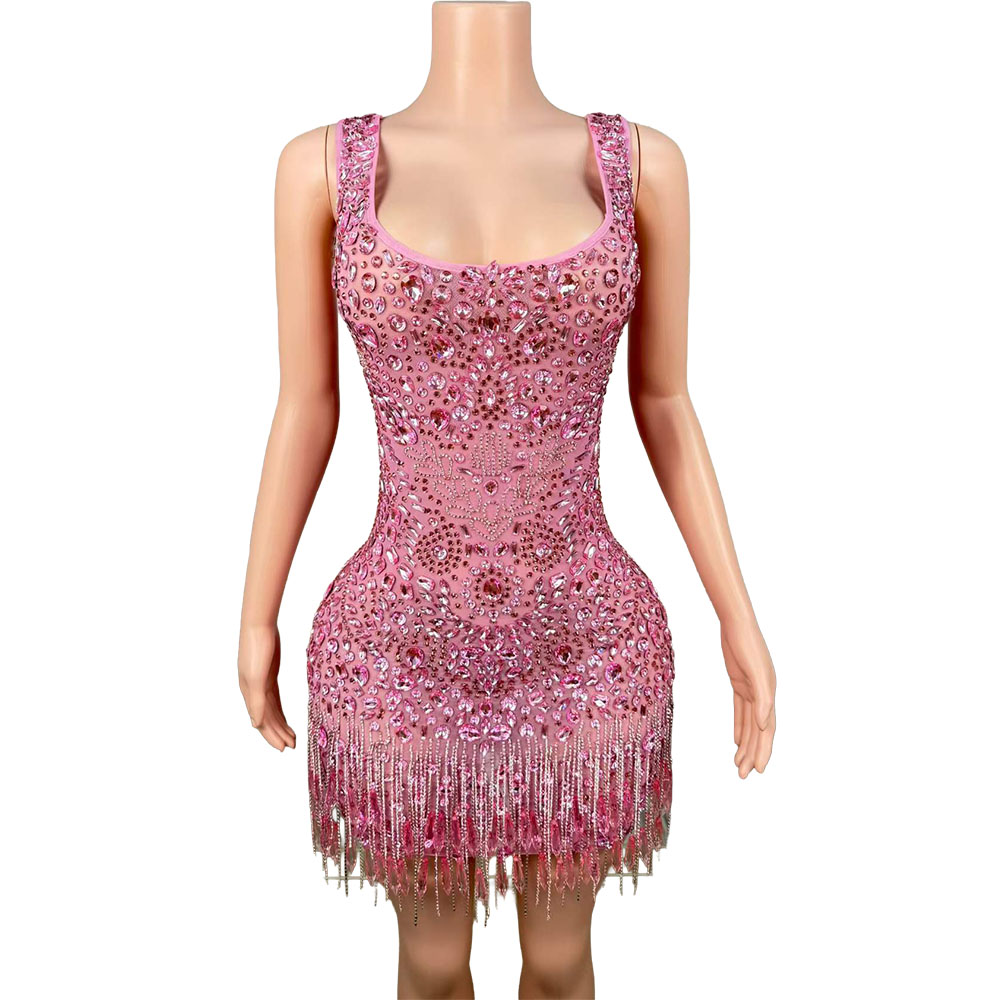 Luxury Sparkly Pink Rhinestone - Women Formal Wear Photoshoot ulasan dan harga