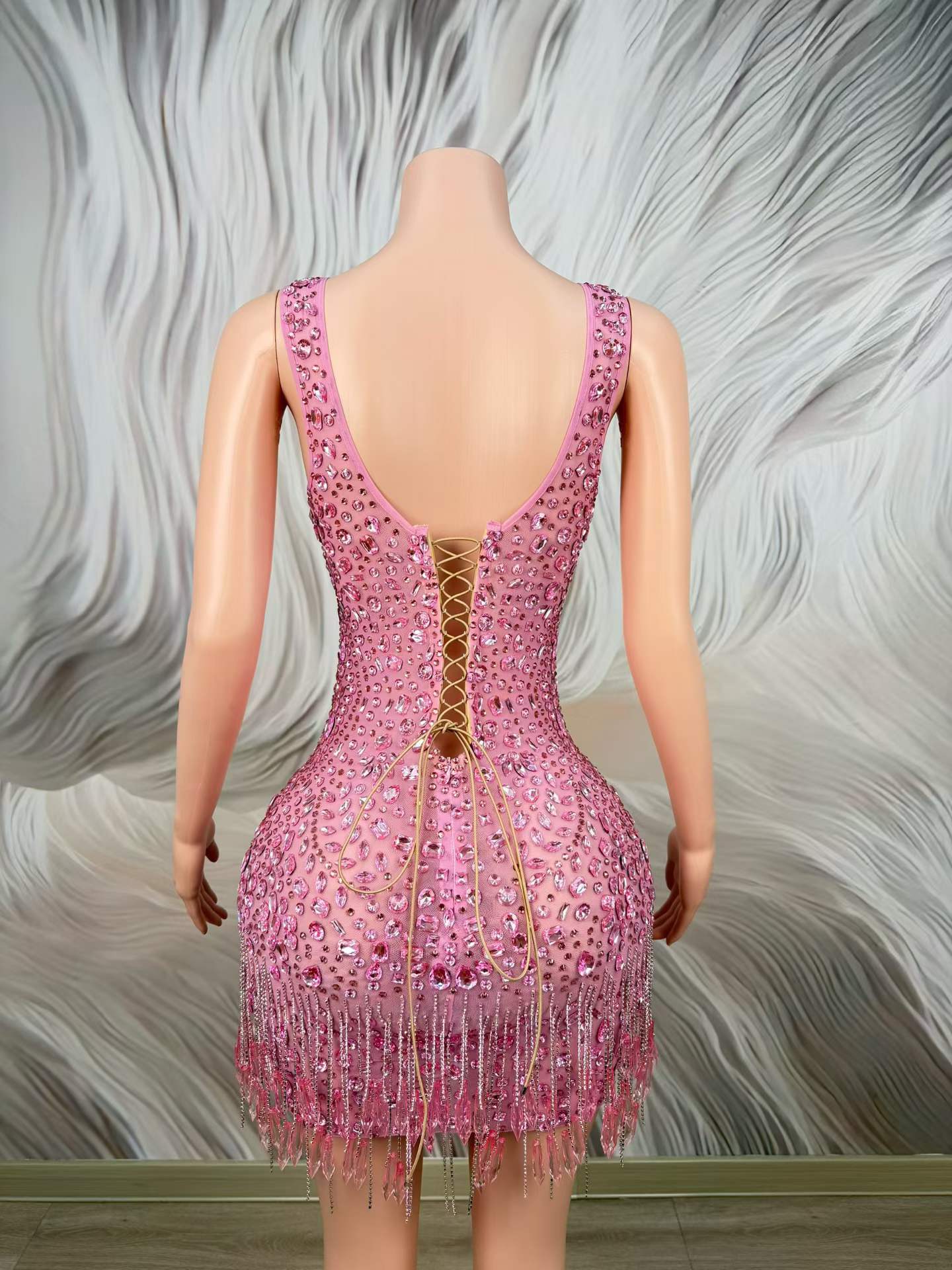 Luxury Sparkly Pink Rhinestone - Women Formal Wear Photoshoot ulasan dan harga