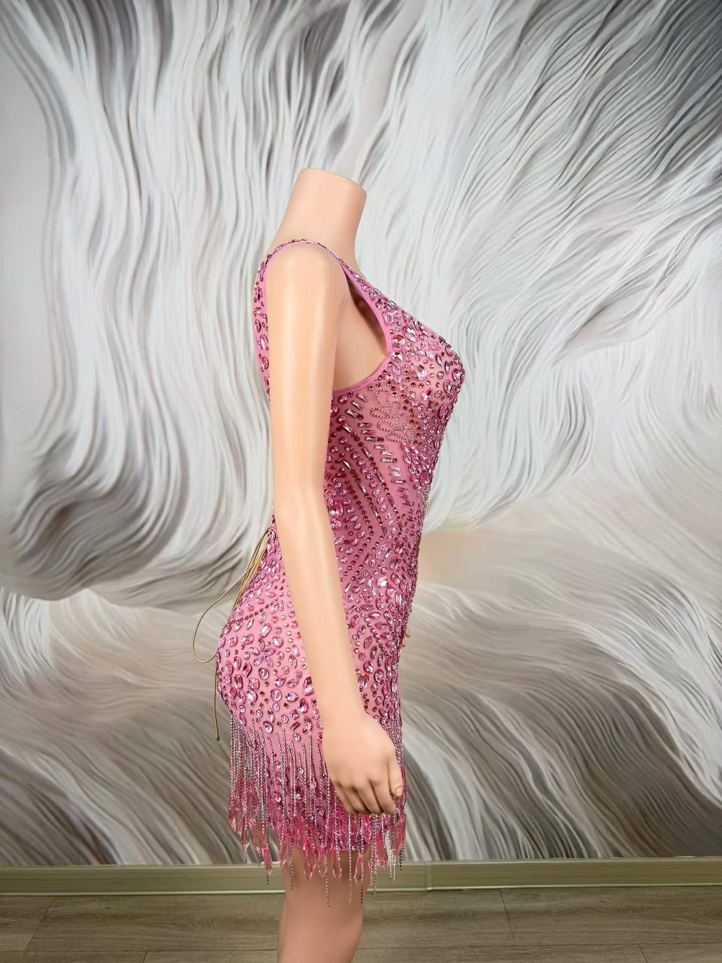 Luxury Sparkly Pink Rhinestone - Women Formal Wear Photoshoot ulasan dan harga