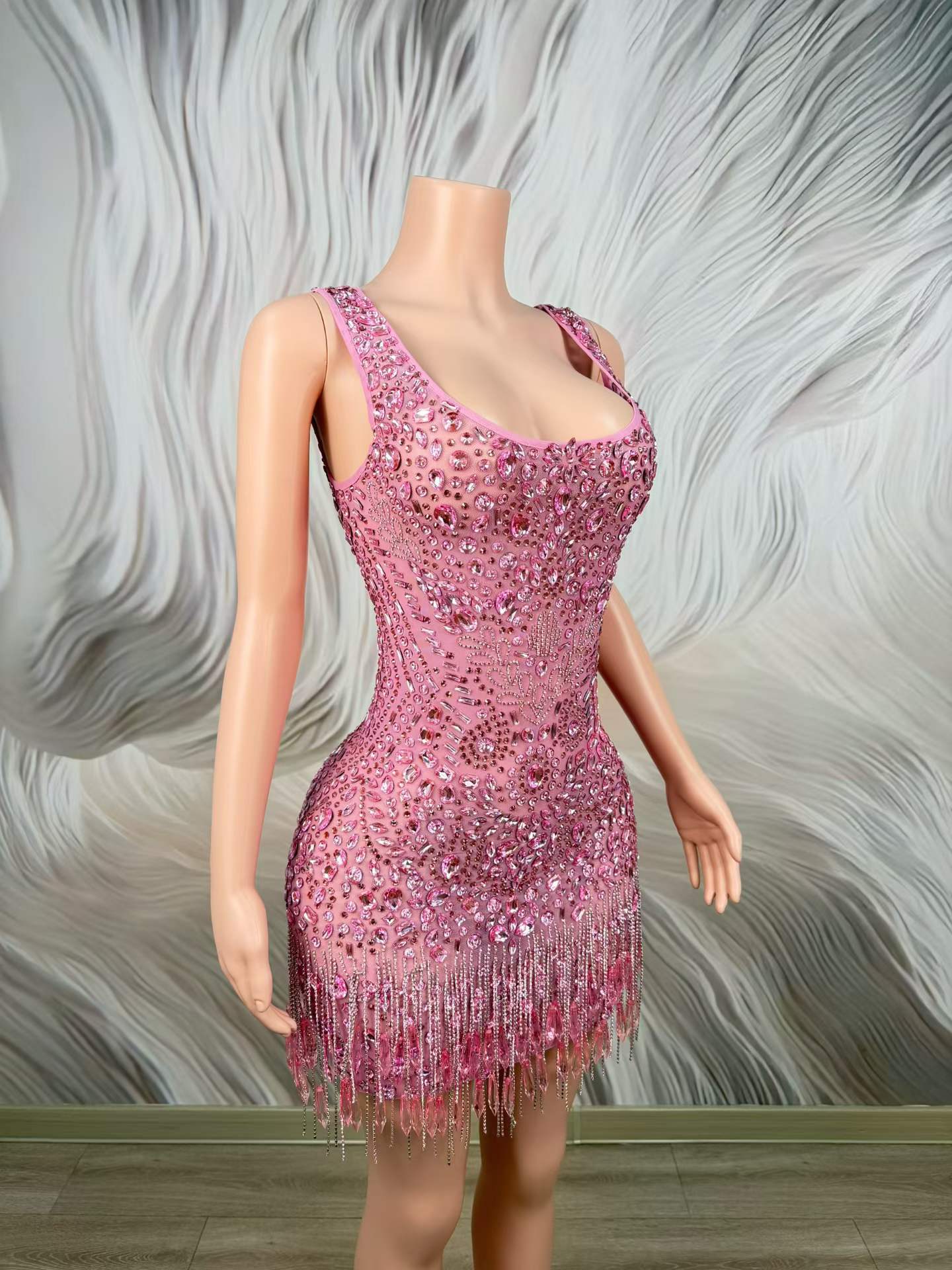 Luxury Sparkly Pink Rhinestone - Women Formal Wear Photoshoot ulasan dan harga