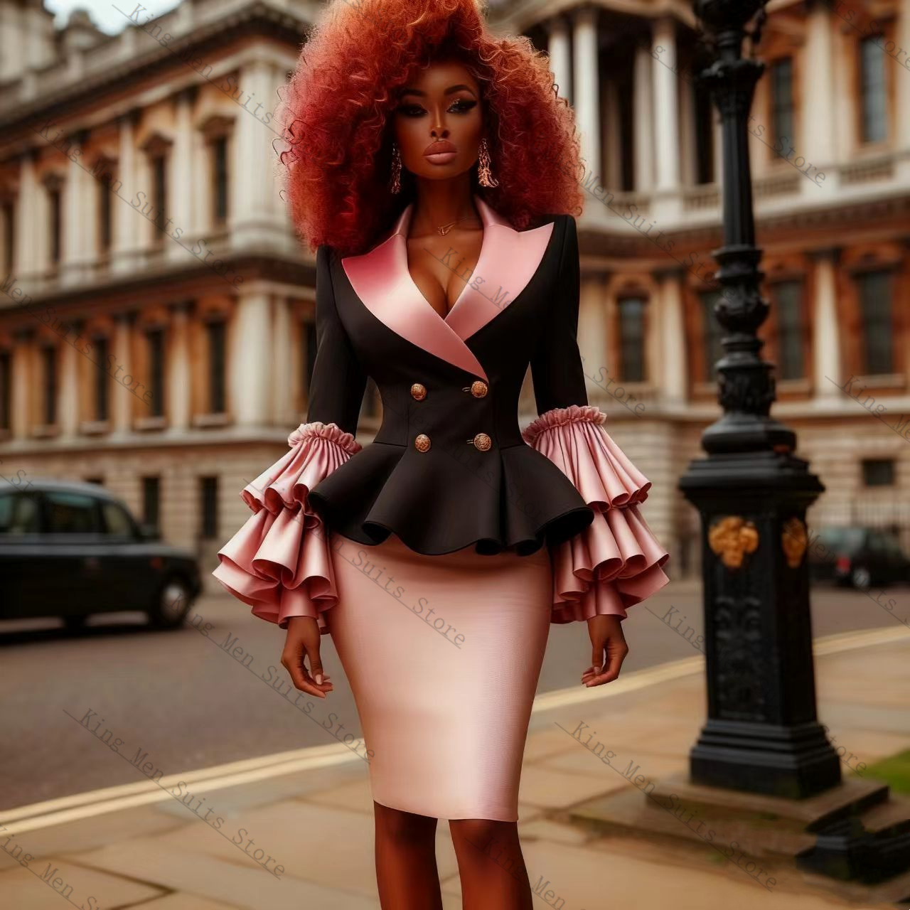 Black Pink Women Suit Set 2 Pc - Women Formal Wear Blazer Set ulasan dan harga