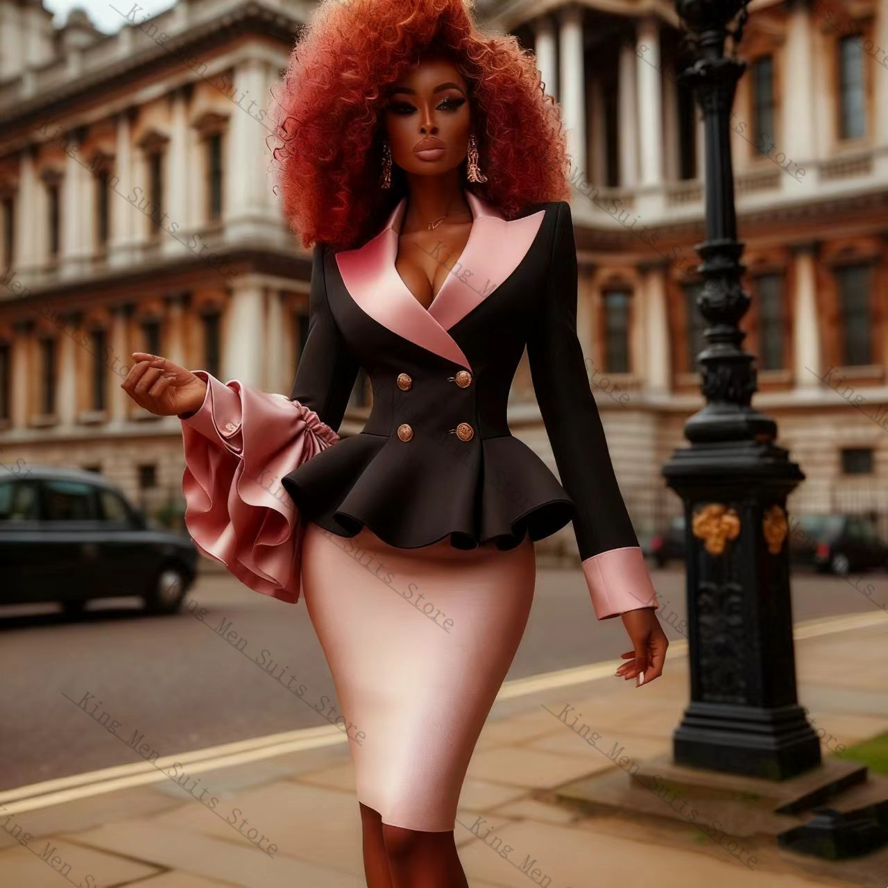 Black Pink Women Suit Set 2 Pc - Women Formal Wear Blazer Set ulasan dan harga