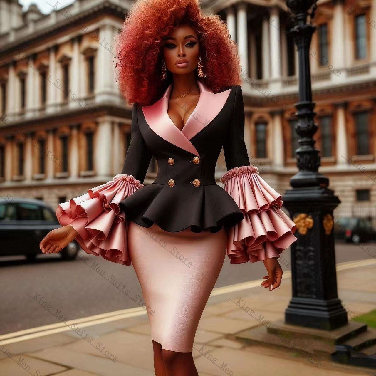 Black Pink Women Suit Set 2 Pc - Women Formal Wear Blazer Set ulasan dan harga