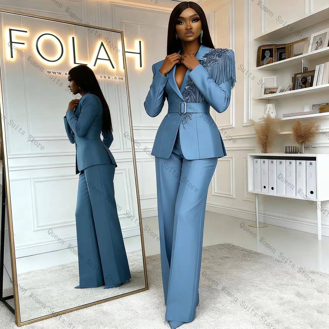 Tassel Blue Women Suit Pants S - Women'S Formal Wear For A Wedding ulasan dan harga