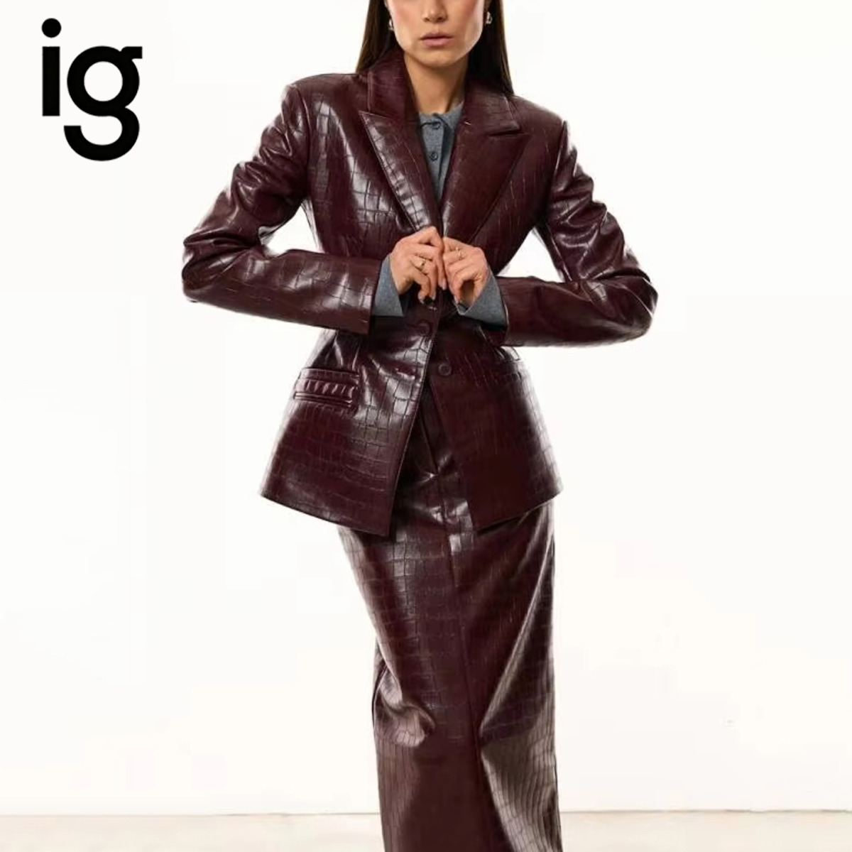 IG Women Burgundy Croc Faux Le - Woman Formal Wear ulasan dan harga