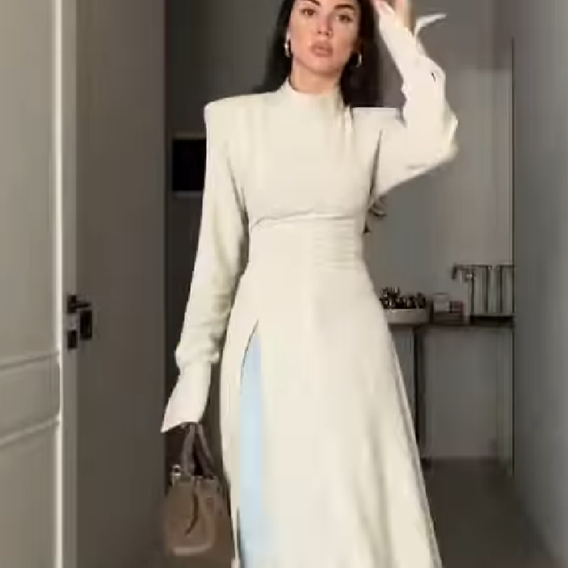Women's Elegant High Neck Long - Formal Women'S Wear ulasan dan harga