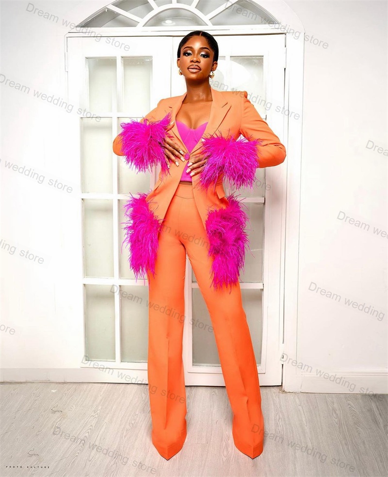 Ostrich Feather Orange Women S - Women Formal Wear Tailor ulasan dan harga