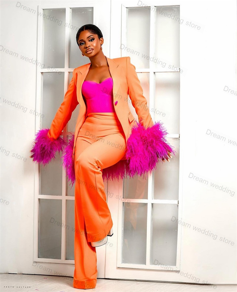 Ostrich Feather Orange Women S - Women Formal Wear Tailor ulasan dan harga