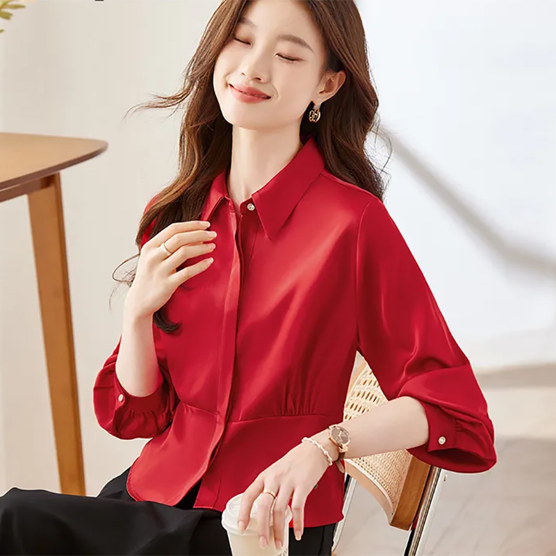 Long Sleeve Shirts Womens Cott - Women Formal Wear Korean ulasan dan harga