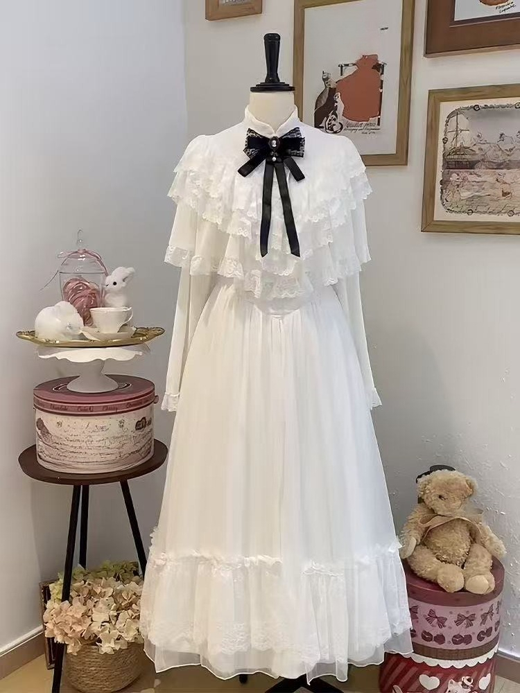 Japanese Short Sleeve Bow Lace - Woman Formal Wear ulasan dan harga