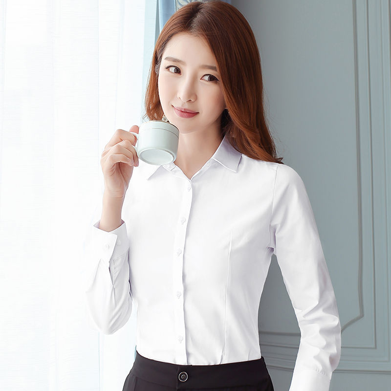 Korean Slim Black White Blouse - Women Formal Wear Korean ulasan dan harga