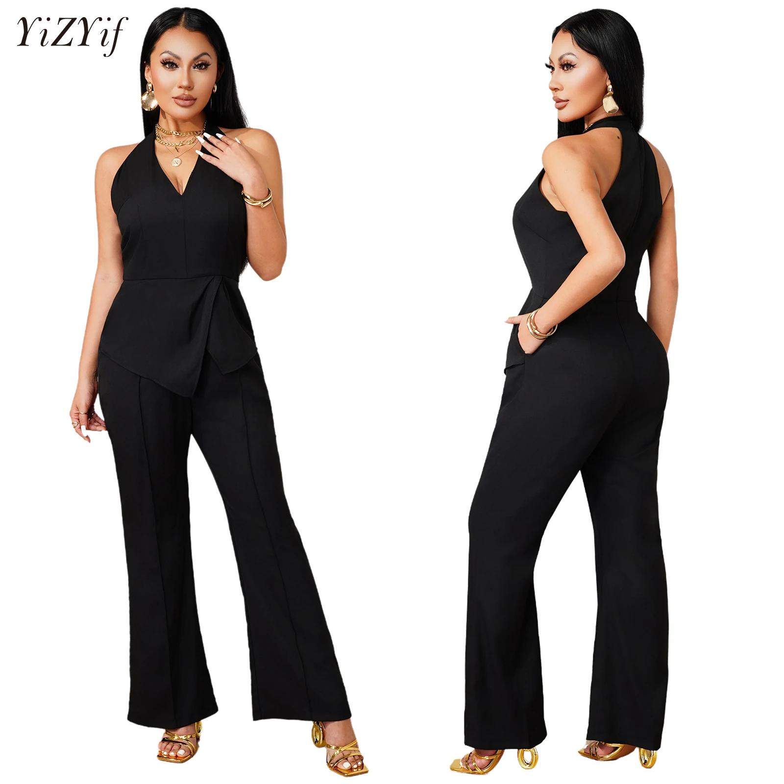 Sleeveless V-neck Jumpsuit Asy - Women Formal Wear Pants ulasan dan harga