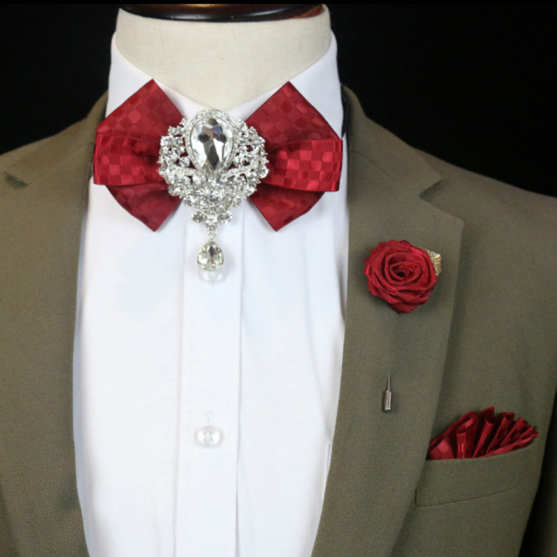 Men's Wedding Rhinestone Bow T - Women Formal Wear Korean ulasan dan harga