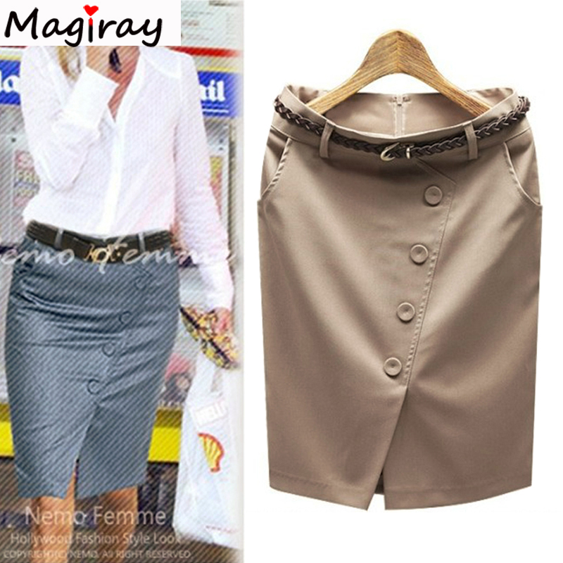 Women's Button Split Hem High  - Women Formal Wear With Skirt ulasan dan harga