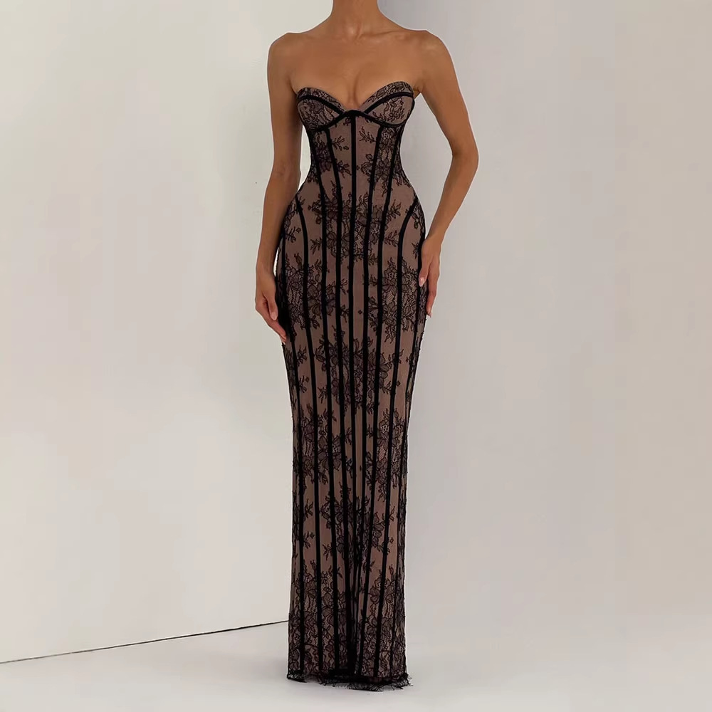Strapless Bodycon Maxi Dress f - Woman Formal Wear ulasan dan harga