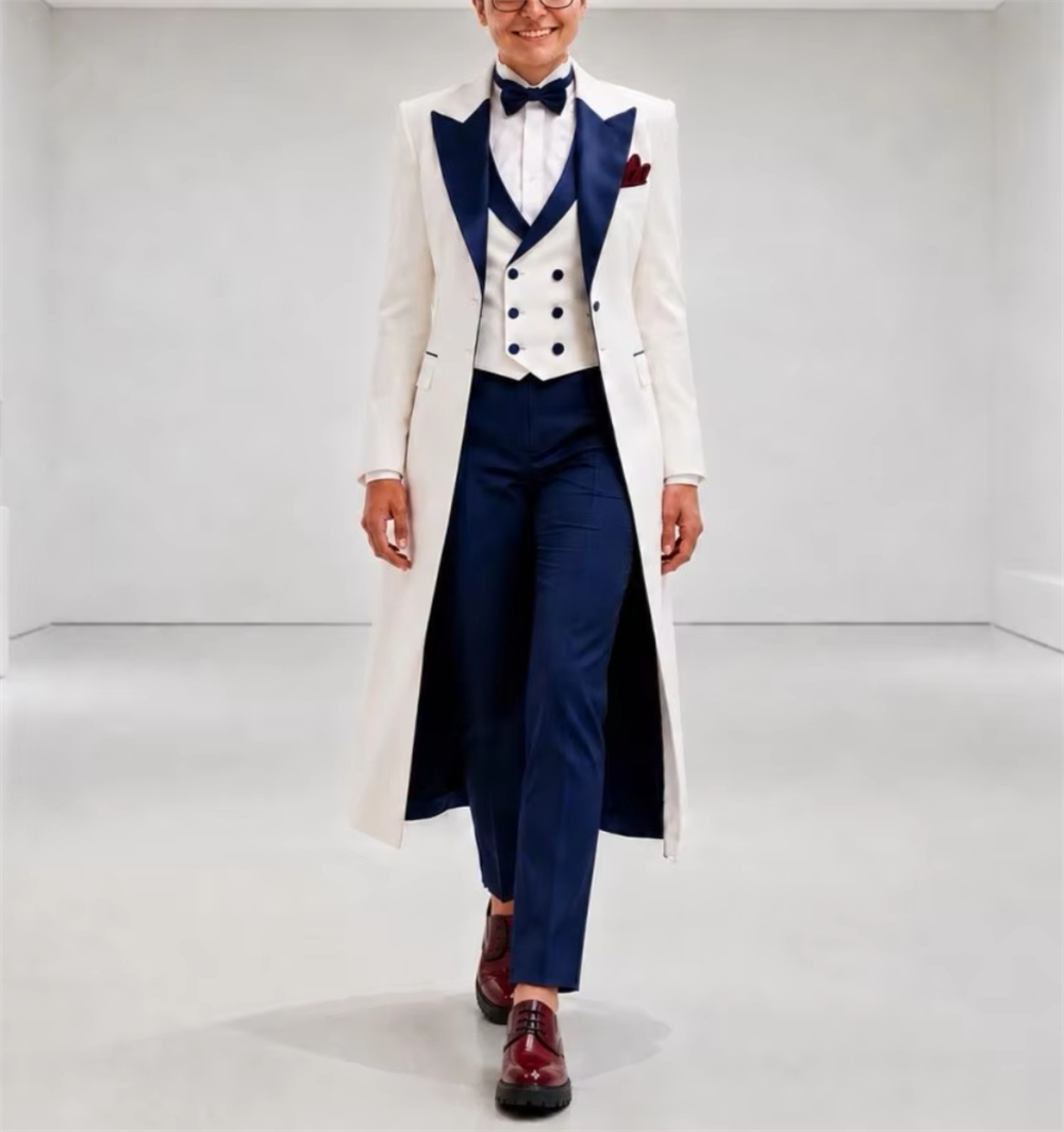 Navy Blue White Women's Jacket - Woman Formal Wear ulasan dan harga