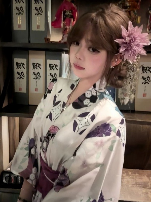 Traditional Purple Kimono Bath - Japanese Women Formal Wear ulasan dan harga