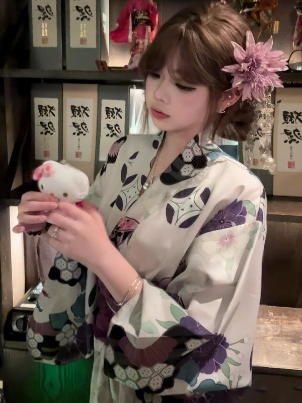 Traditional Purple Kimono Bath - Japanese Women Formal Wear ulasan dan harga