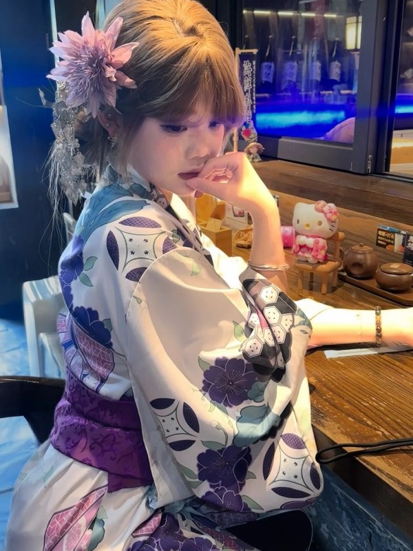 Traditional Purple Kimono Bath - Japanese Women Formal Wear ulasan dan harga